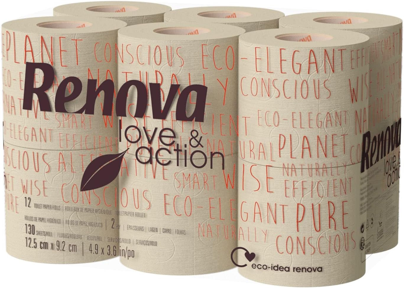 Papier toaletowy Renova Love & Action, Beiger Opakowanie 9 X 12 Rollos-: 108