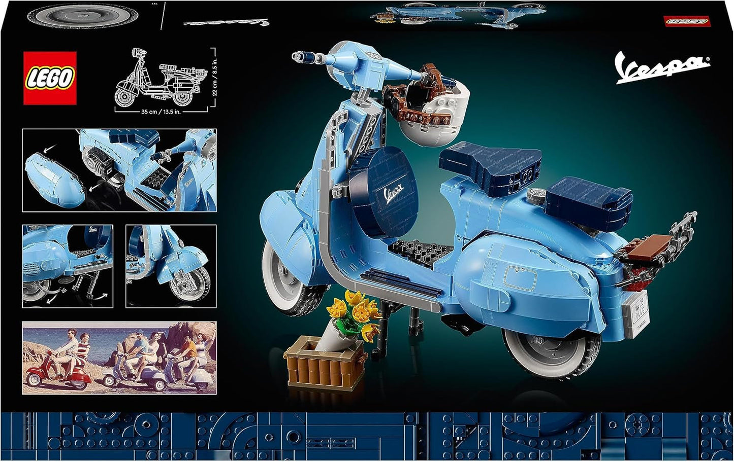 LEGO Icons Vespa 125, model motocykla do zbudowania, zabytkowy włoski skuter, model dla dorosłych, element wystawowy jako dekoracja pokoju, prezenty dla kobiet i mężczyzn 10298 Zestawy do budowania w sklepie LEGO