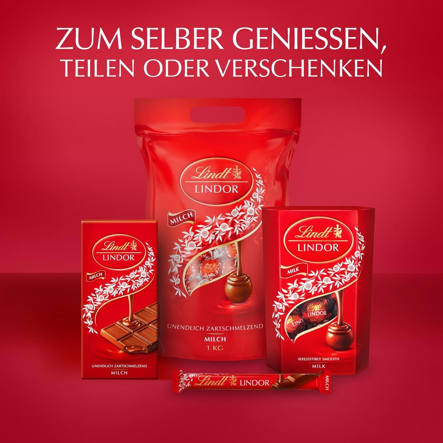 Czekolada Lindta | Rożek z mlecznej czekolady LINDOR | 500g | 38 Kulek z mlecznej czekolady z nadzieniem rozpływającym się w ustach | Czekoladowy prezent
