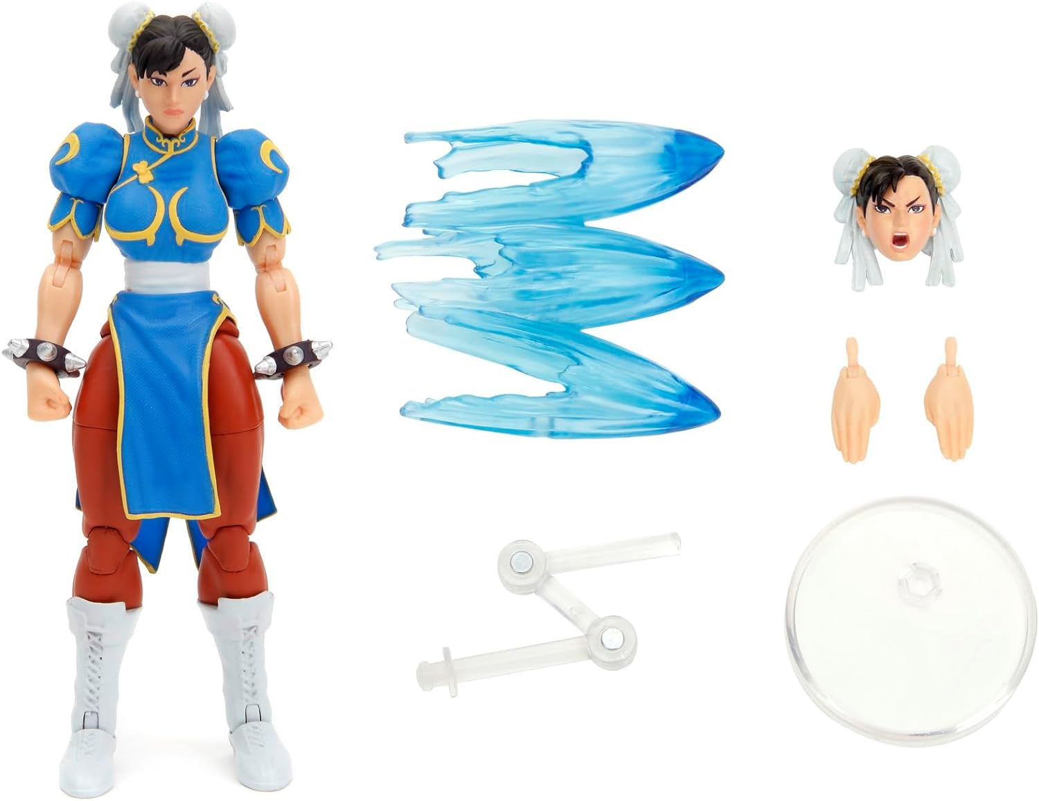 Jada Toys Figurka Street Fighter Guile (15 cm) - Street Fighter 2: The Final Challengers Kolekcjonerska ruchoma figurka z naprzemienną głową, rękami i akcesoriami, figurki dla dzieci w wieku 13+ Naty Shop Chun-Li