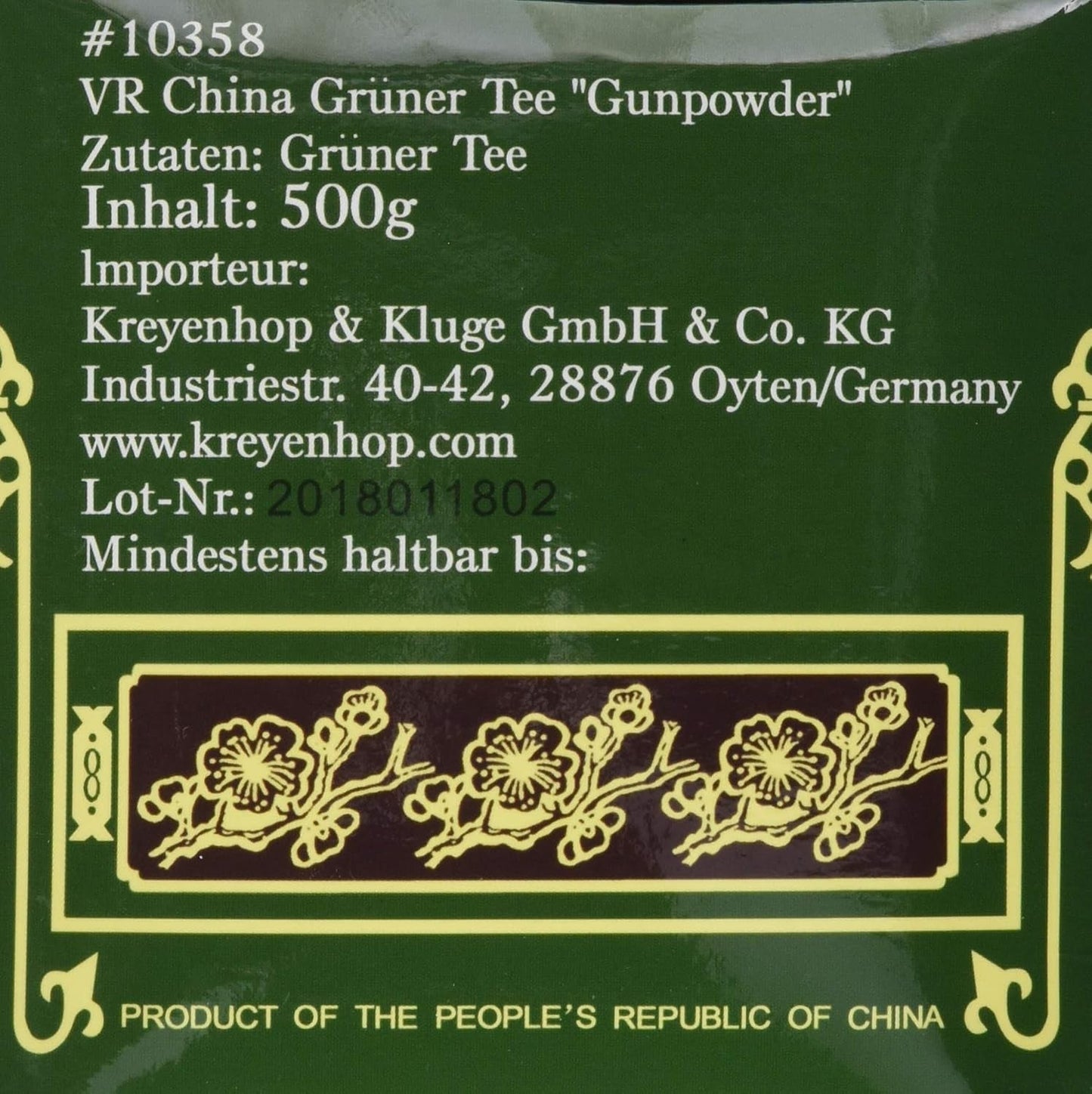 Herbata zielona, ​​Gunpowder, Geroll (1 opakowanie 500 g)