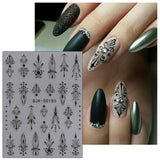 JMEOWIO 3D Nagelsticker Schwarz Weiß Blume Nail Art Naklejka Selbstklebend Nagelaufkleber 5D Stereoskopisch Blumen Dekoration Nageldesign Zubehör 4 Blatt