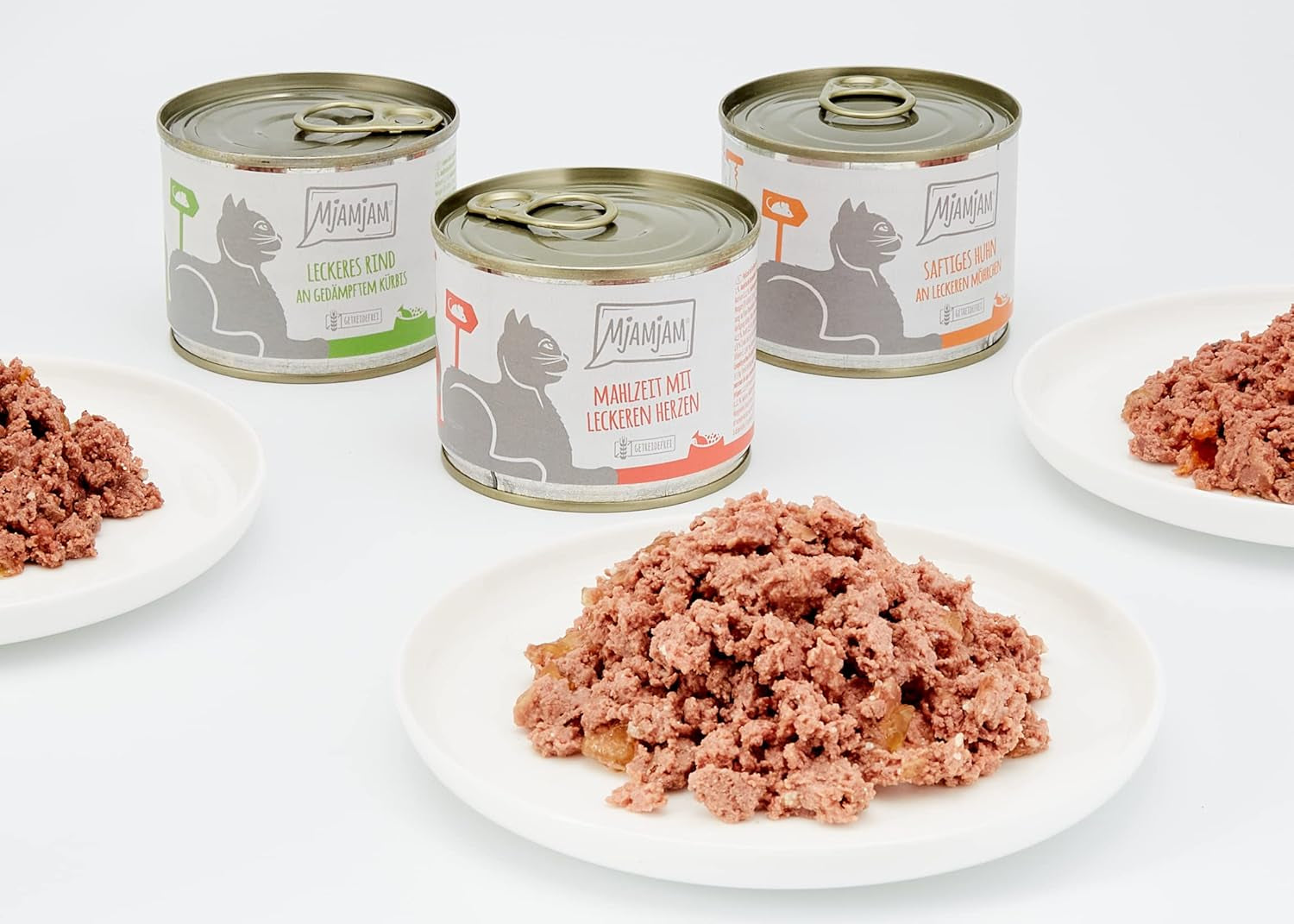 MjAMjAM - Mokra karma premium dla kotów - Pakiet mieszany I - Kurczak, Wołowina, Serca 6 Pakietów (6 x 200g), Bez Zbóż z Dodatkowym Mięsem