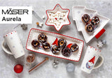 MĘSER 931974 Serie Aurela Weihnachtsteller 3er Set, 3 Weihnachtsgeschirr Teller als Plätzchenteller, Stollenplatte, Gebäckteller, Keksteller, Weihnachtsservice Geschirrset Weihnachten, Steingut