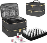 Organizer na lakier do paznokci Tasche, Doppelschicht Pudełko do przechowywania lakieru do paznokci, Organizer Koffer Für Nageldesign Kosmetiktasche Für 30 Flaschen Neonail Base (15Ml-0,5 Fl.Oz) i 1 lampa do paznokci (Schwarz)