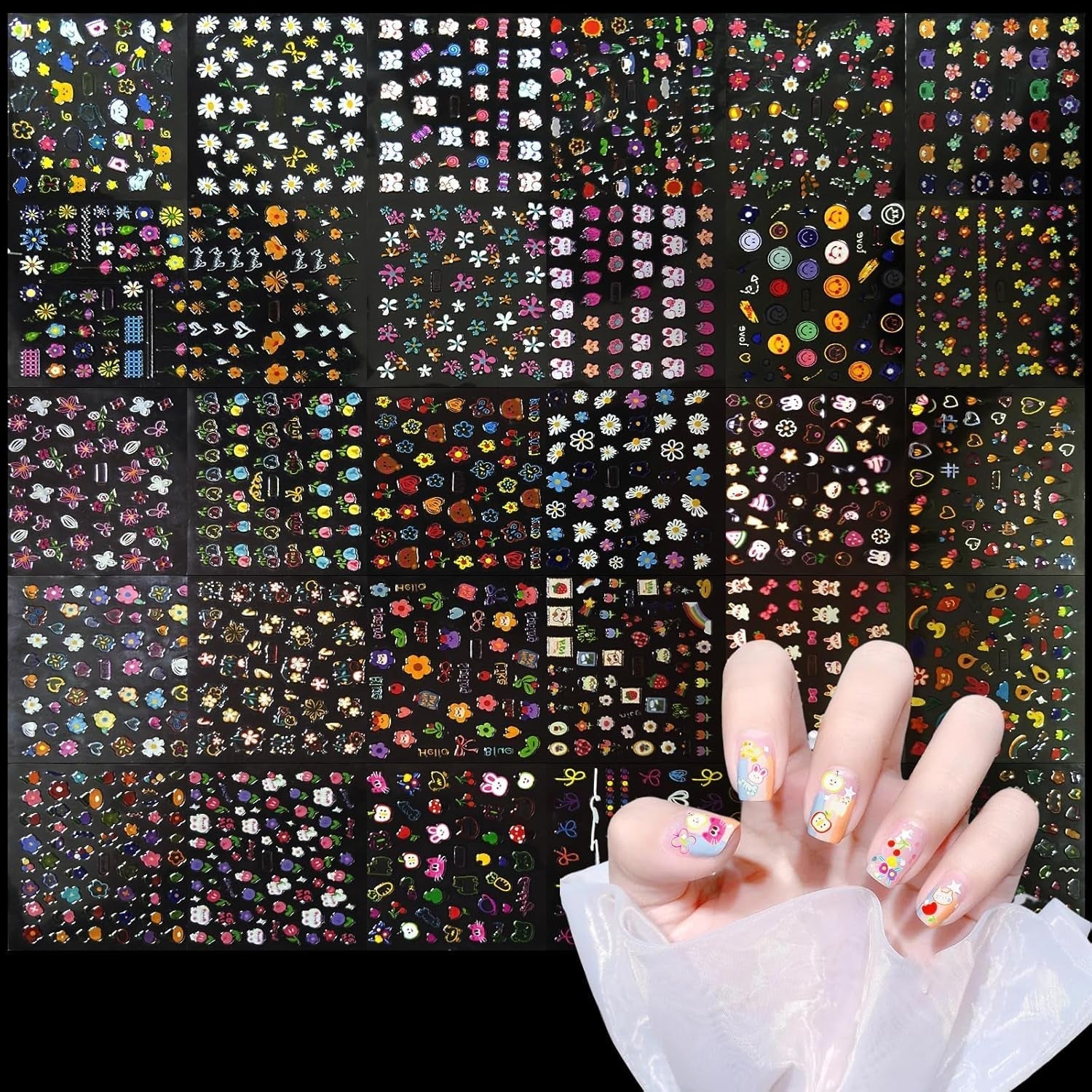 3D Nagelsticker Aurora 30 Blatt Gold Nail Art Naklejka Selbstklebend Nagelaufkleber Holografisches Stern Herz Dekoration Nageldesign Zubehör
