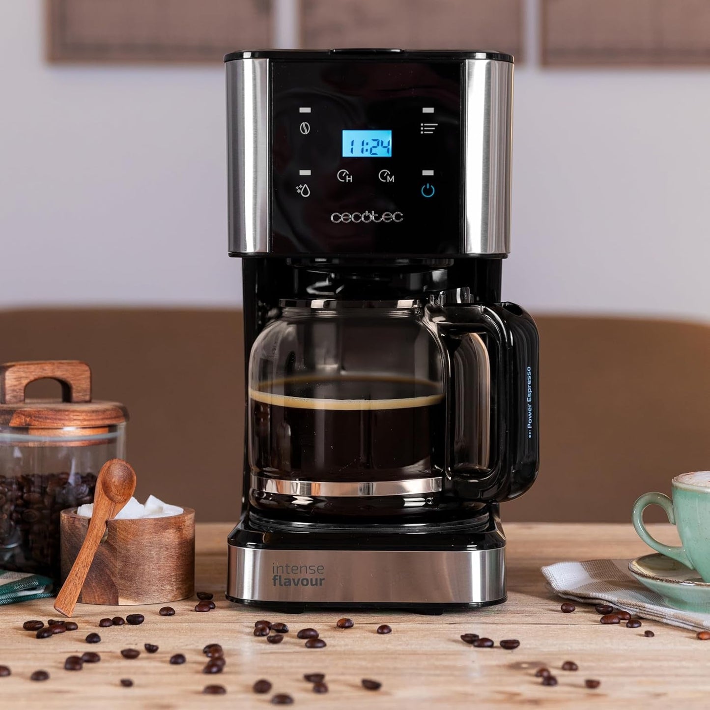 Espresso z filtrem Cecotec Coffee 66 Drop and Touch, moc 950 W, 1,5 L, 12 filiżanek, ekran dotykowy, szklana karafka, timer 24-godzinny, 6 przełączników, filtr siatkowy wielokrotnego użytku