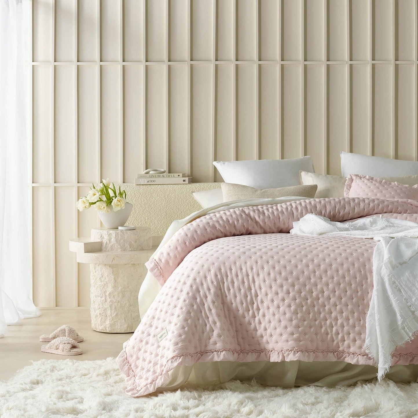 Molly Elegancka narzuta na łóżko w kolorze pudrowego różu 170 x 210 cm Narzuta Wszechstronna jako narzuta na łóżko lub narzuta na sofę Styl koca na łóżko i sofę Idealny jako narzuta na łóżko Łóżka i koce Besuche den ROOM99-Store
