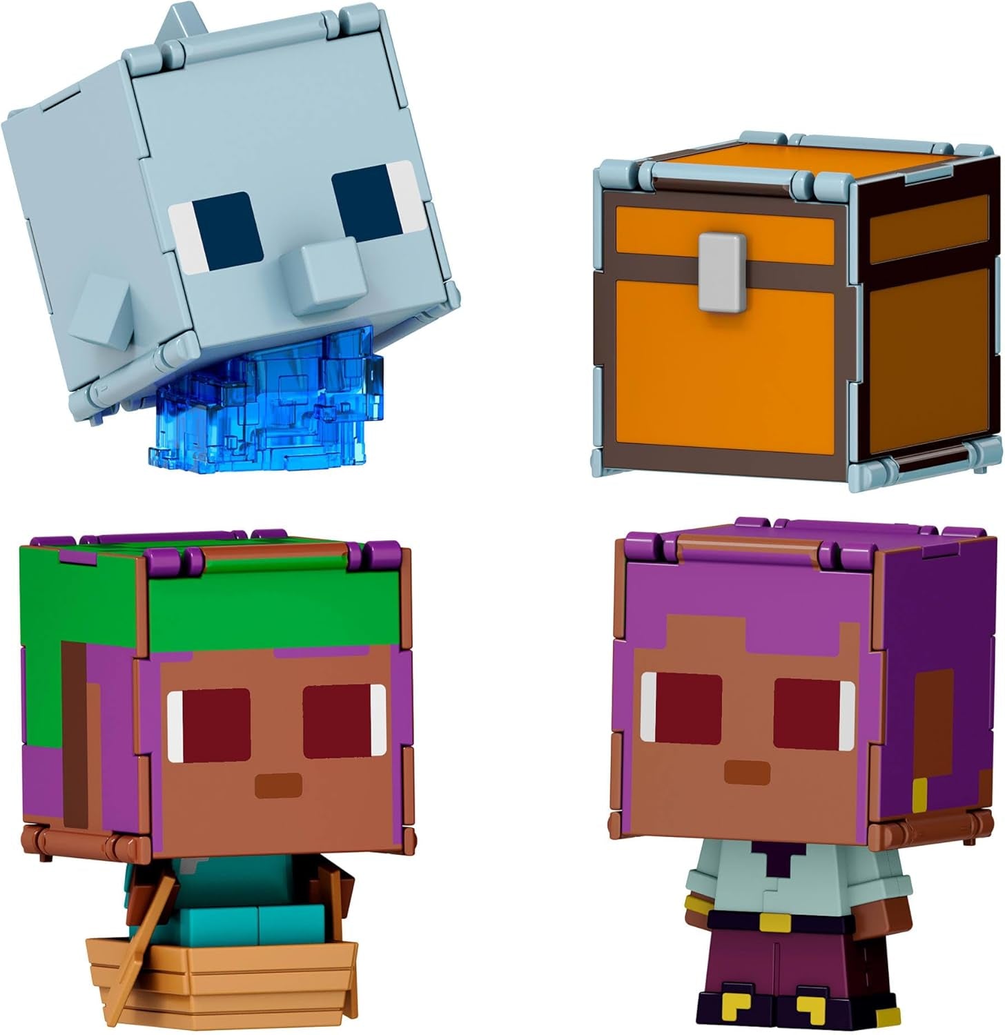 Zestaw 2 zestawów Mattel Minecraft Flippin' Figs Owca i Kurczak z figurkami 2 w 1, dużymi głowami i pikselowym wzorem Figurki HXK17 Naty Shop Ivy and the Dolphin