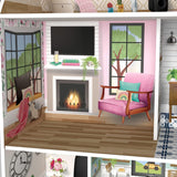 Olivia's Little World Dreamland 3-poziomowy interaktywny drewniany domek dla lalek z 13 akcesoriami meblowymi dla lalek biały TD-13632A