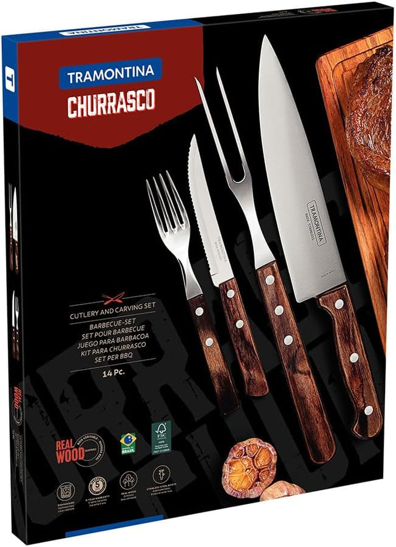 Tramontina 14-częściowy zestaw sztućców do grilla ze stali nierdzewnej Zestaw sztućców do steków Zestaw do grillowania Kuchnia Naty Shop