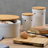 Pojemnik na chleb Kela z otworami wentylacyjnymi, pojemnik na chleb ceramiczny, SALENA, miska na chleb, biały, 36,5 x 23,5 x 14 cm Pudełka do przechowywania żywności Naty Shop