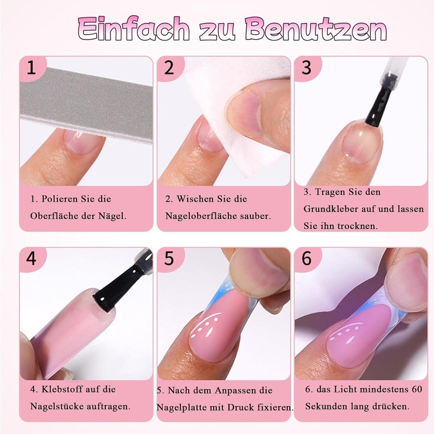 30 sztuk francuskie sztuczne paznokcie-klej na sztuczne paznokcie-miękkie paznokcie żelowe dla kobiet-akrylowe paznokcie samoprzylepne kwadratowy manicure (francuski różowy)