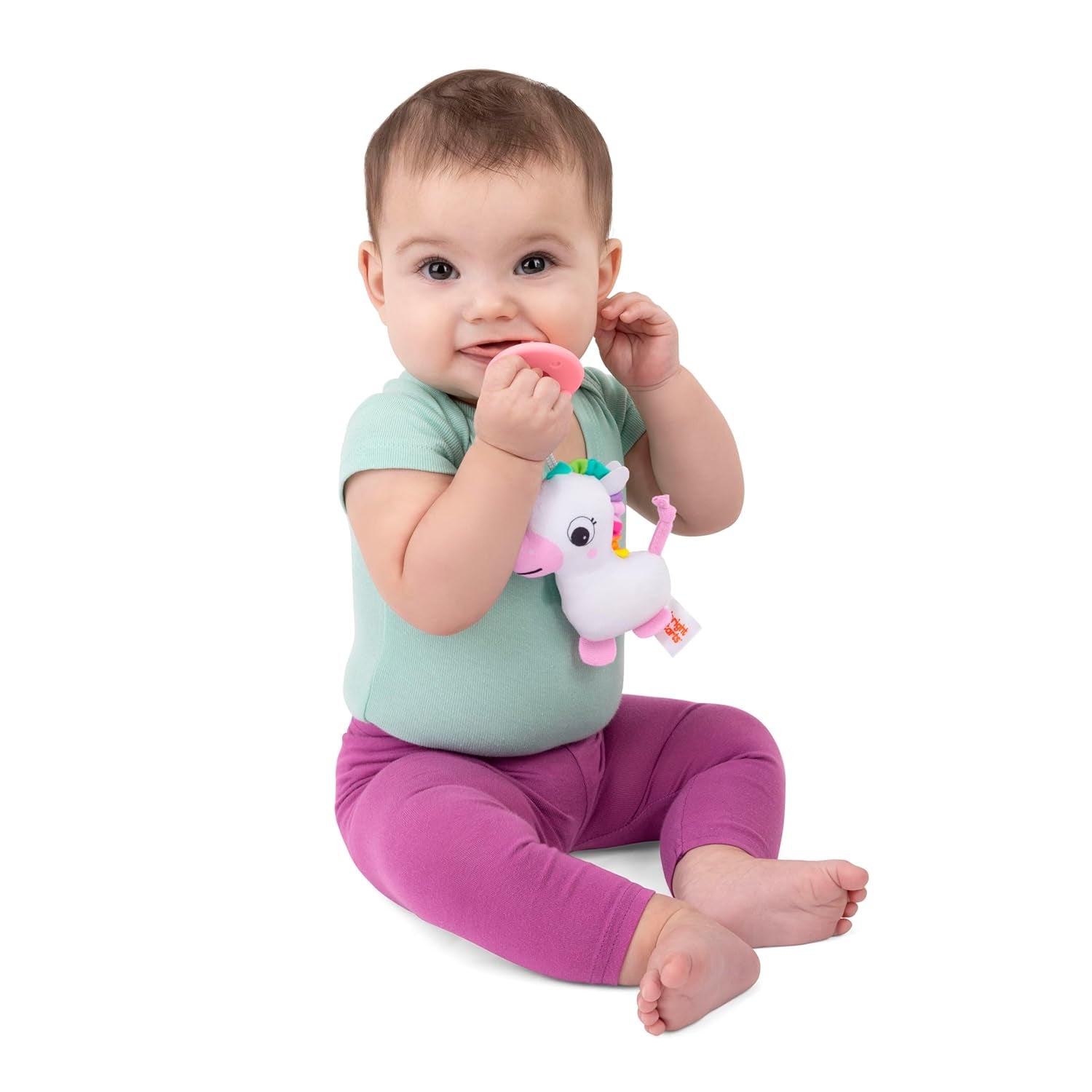Bright Starts SootheMate Plush Pacifier, Unicorn - Odpinany smoczek w kształcie smoczka dla noworodków i starszych dzieci