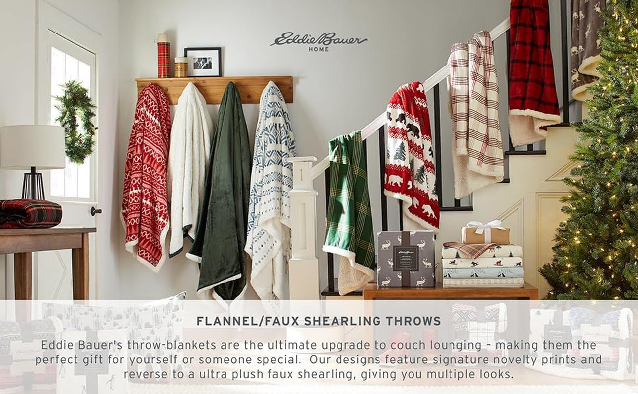 Koc Eddie Bauer, flanela bawełniana, wystrój domu, dwustronny, pościel Sherpa, krata sosnowa, kołdry i kołdry Naty Shop