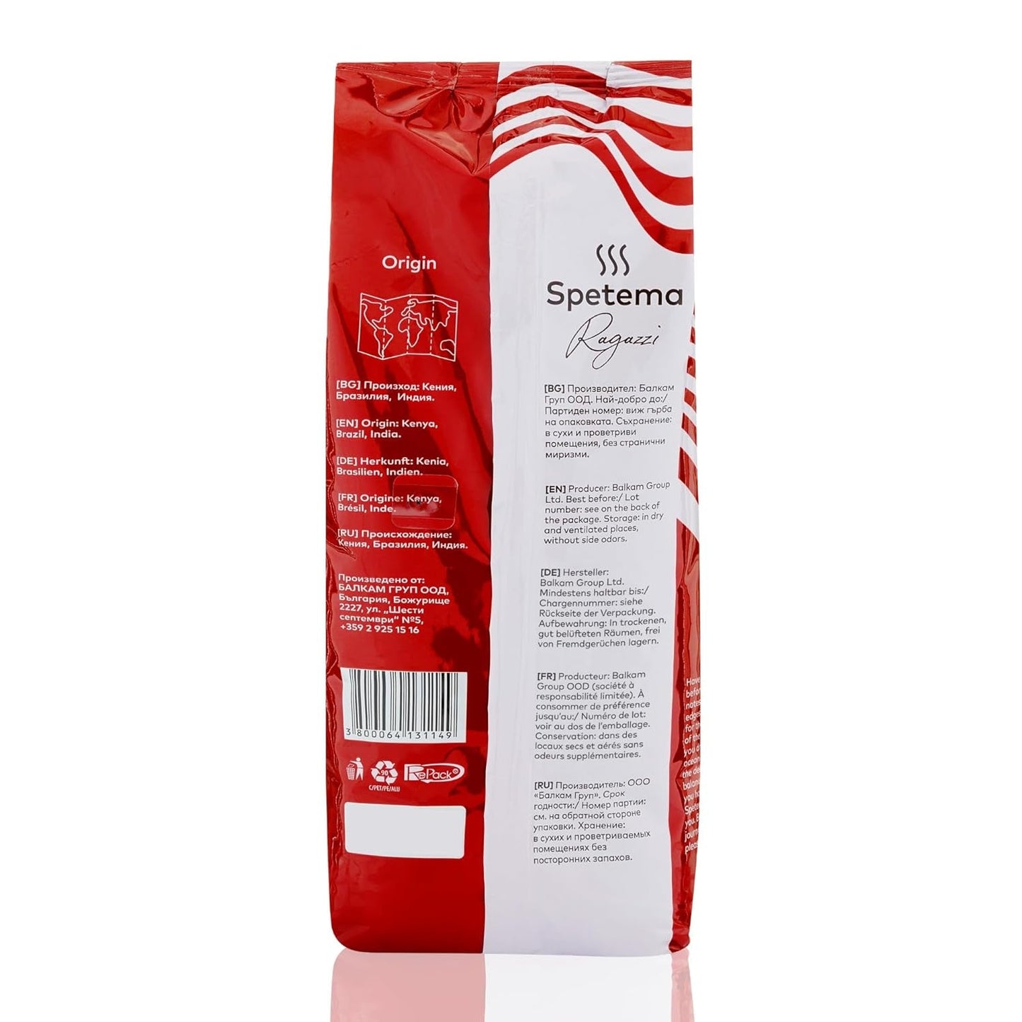 Spetema Kaffeebohnen Ragazzi Espresso Bar - 50% Arabica i 50% Robusta, Intensität 8/10, Mittlere Röstung, Zartes Aroma & Dichtes Geschmackserlebnis, 1 kg.