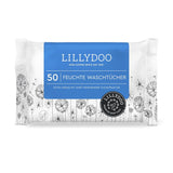 LILLYDOO Chusteczki nawilżane, 50 szt., 100% bez plastiku, bardzo duże, bezzapachowe