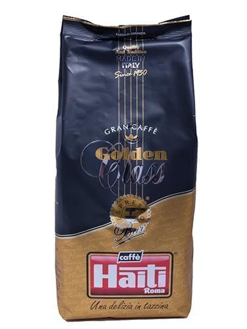Caffè Haiti Roma Gran Caffè Złota Klasa kawa ziarnista w opakowaniach 1 kg. Włoska pieczeń rzemieślnicza i mieszanka wysokiej jakości.