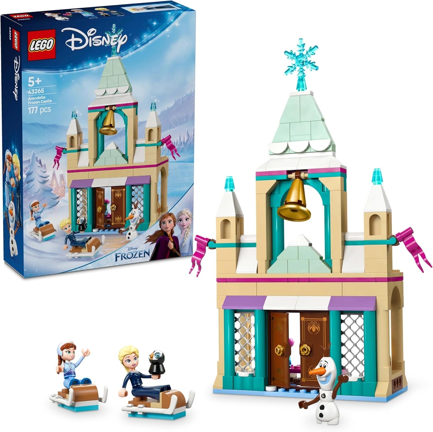 LEGO® Disney Kraina Lodu Zamek Arendelle, zabawka księżniczki z ELSA, minilaleczkami Anny i Olafa oraz figurką pingwina, zestaw fantasy, prezent dla 5-letnich dziewczynek 43265 Zestawy do budowania Besuche den LEGO-Store Default Title