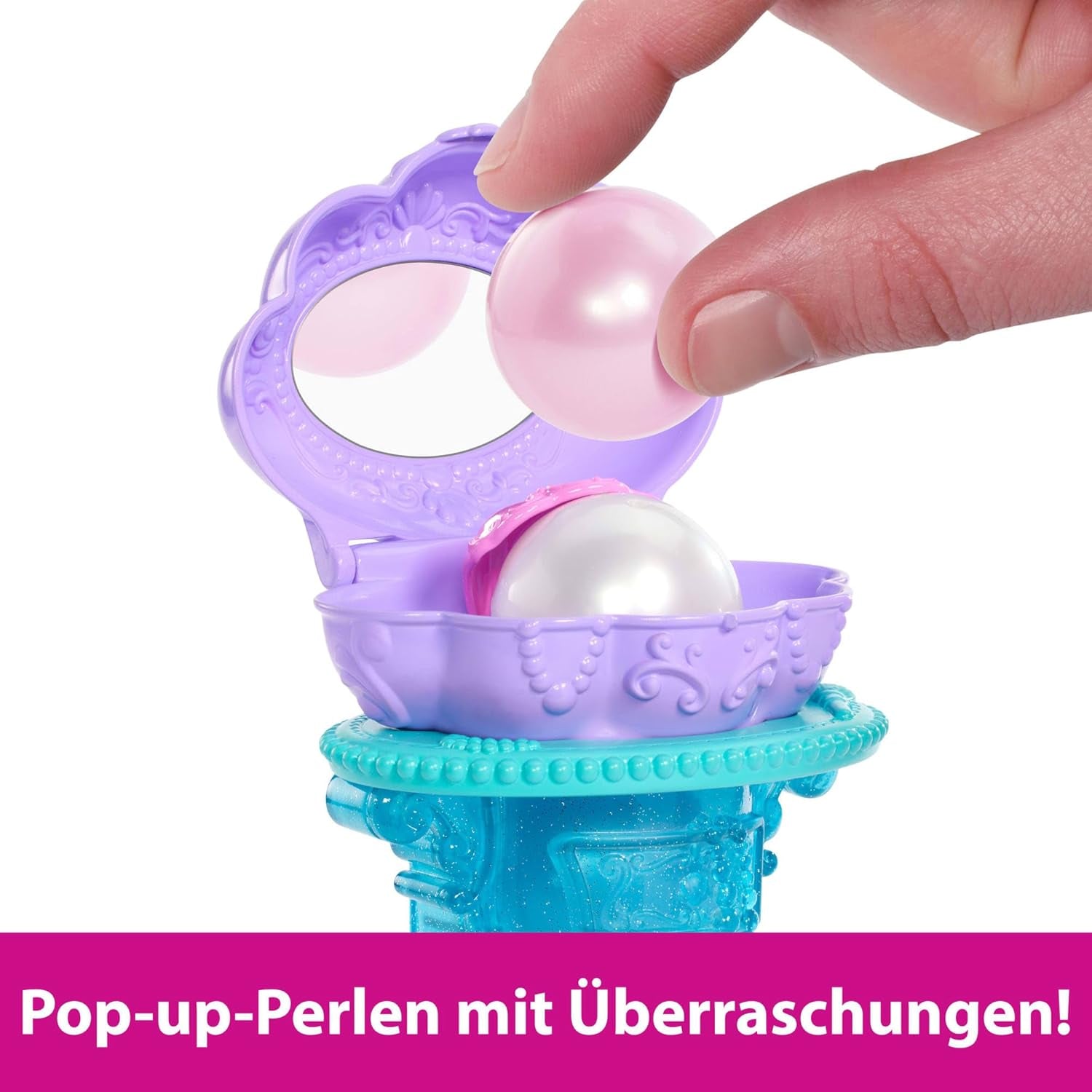 Zabawki Mattel Disney Princess, lalka do makijażu Syrenka Arielle z odpinanym ogonem, stolik do makijażu z 5 powtarzalnymi wyskakującymi niespodziankami i 5 akcesoriami, lalki JBF86 Naty Shop