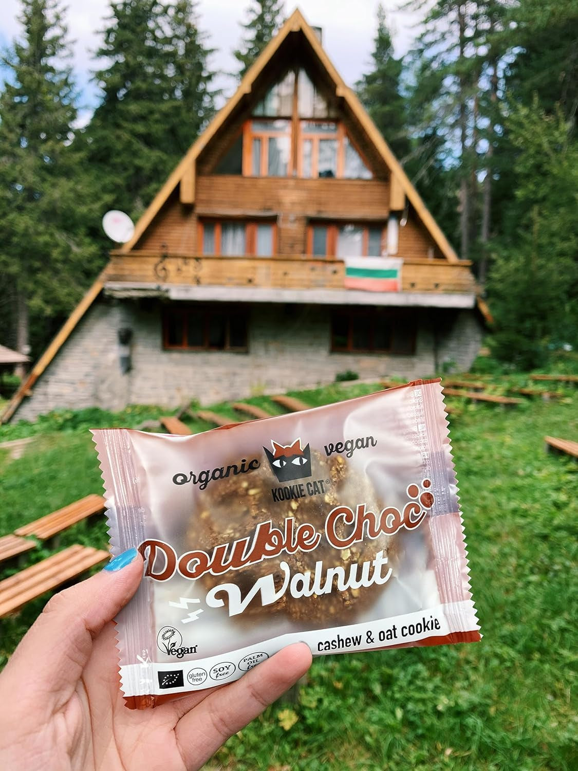 Czekolada Double Nut – wegańskie, bezglutenowe, bez soi, organiczne ciasteczka z nerkowca i owsa – opakowanie zbiorcze 12 x 50 g (opakowanie 2 szt.)