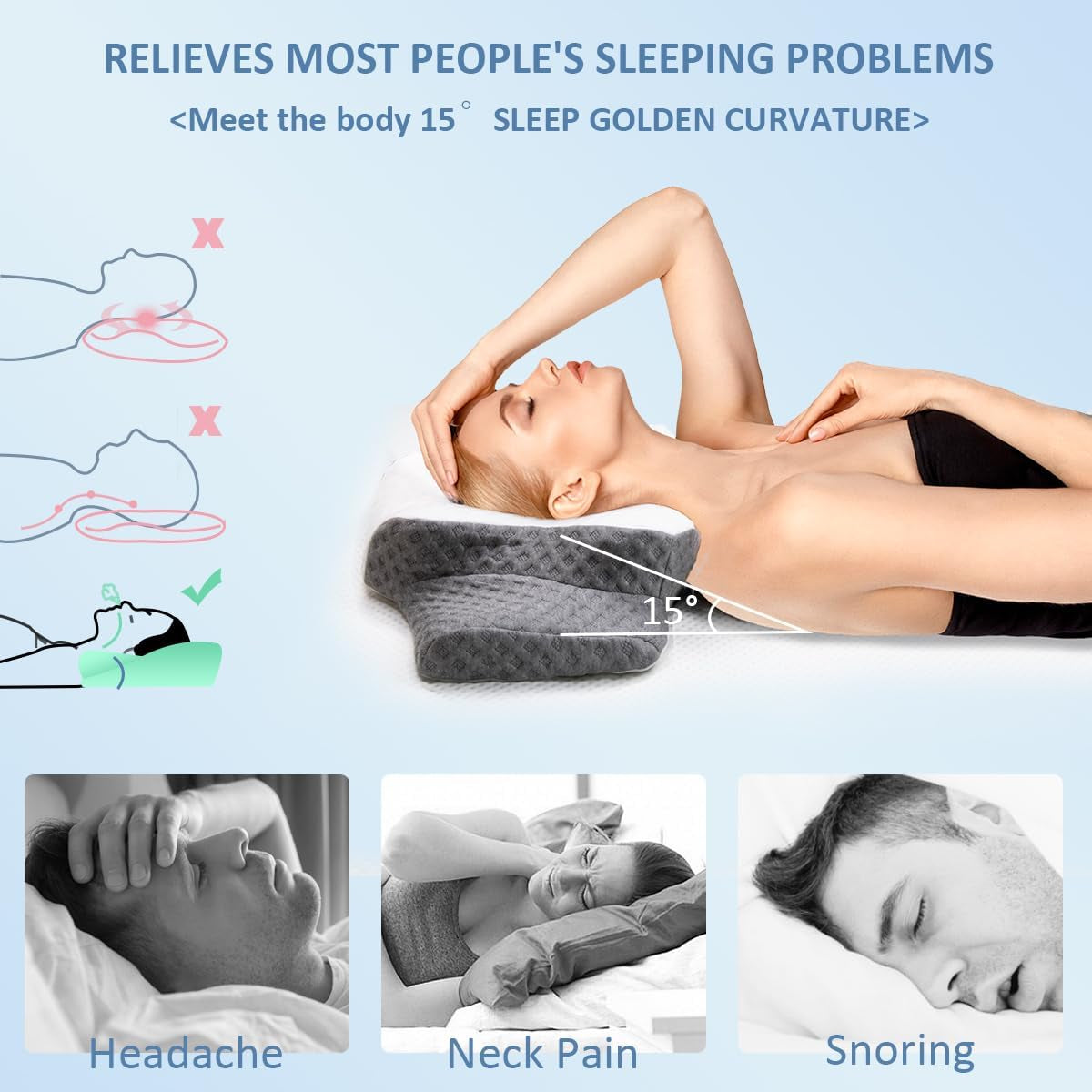 Poduszka ortopedyczna Topmener Memory Foam, regulowana poduszka pod szyję, ergonomiczna poduszka ortopedyczna w kształcie motyla do podparcia szyi podczas snu, poduszka do spania dla osób śpiących na plecach i brzuchu Poduszki ortopedyczne szyjki macicy Naty Shop