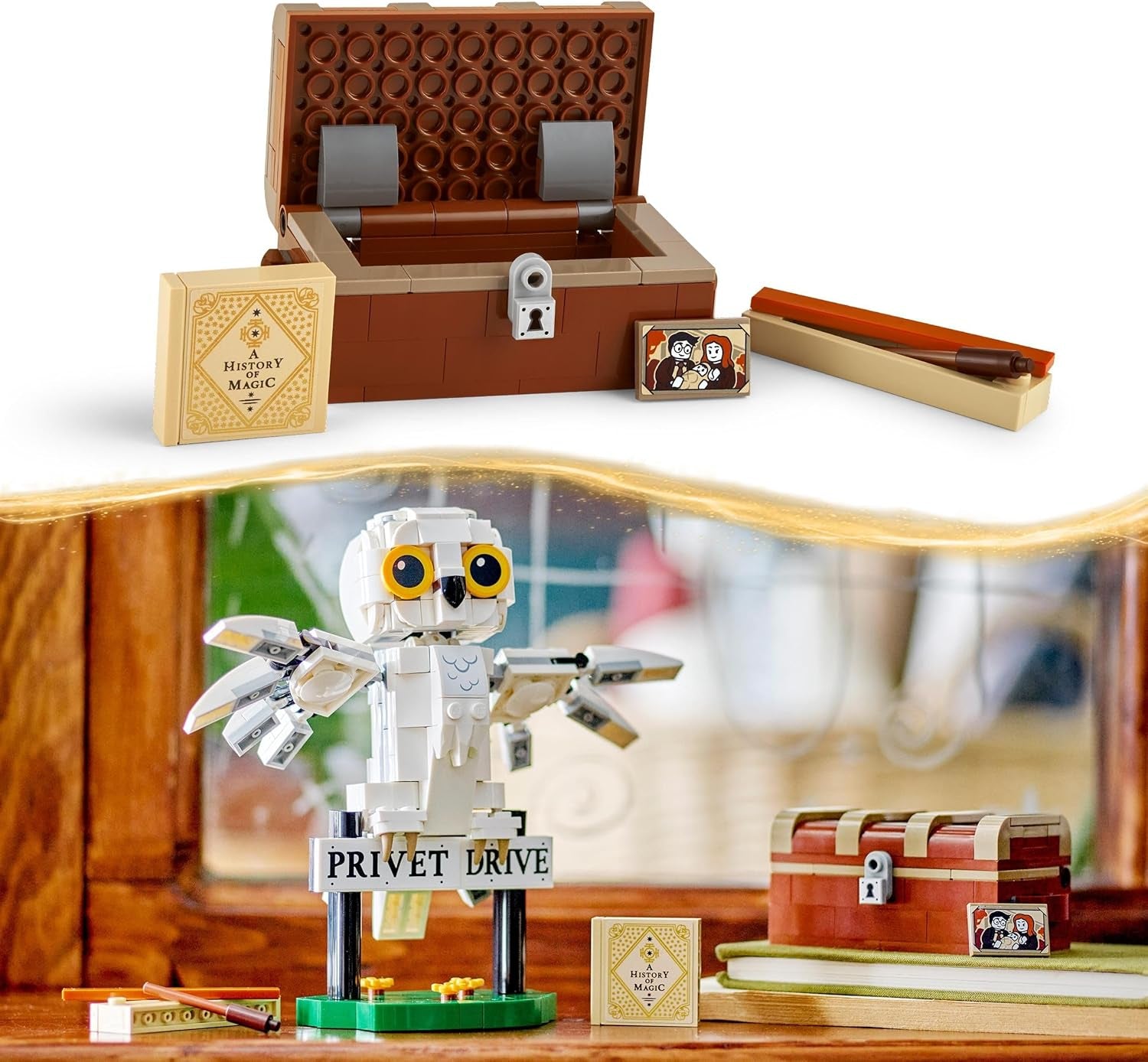 LEGO Harry Potter Hedwig na Privet Drive 4 Zestaw zabawek dla dzieci w kształcie sowy, figurka zwierzęcia do zbudowania z walizką Hogwartu, mały prezent dla chłopców, dziewcząt i wszystkich fanów od 7. roku życia 76425 Zestawy do budowania Besuche den LEGO-Store