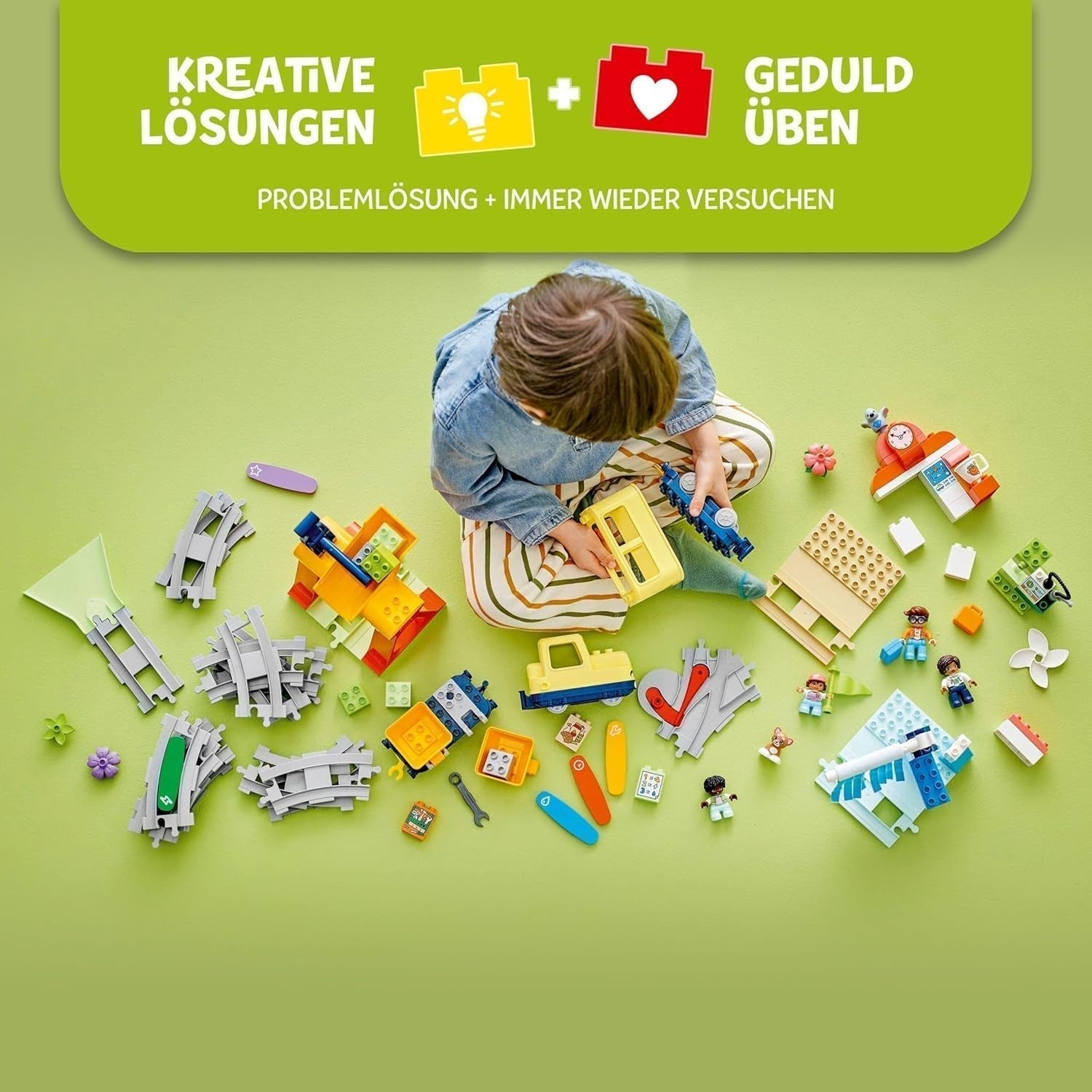 Duża interaktywna kolej miejska LEGO DUPLO, zabawka do budowania dla małych dzieci w wieku 3 lat, lokomotywa Push & Go ze światłami i dźwiękami, części torów, zabawka edukacyjna dla przedszkolaków 10428 Zestawy do budowania Beuche den LEGO-Store