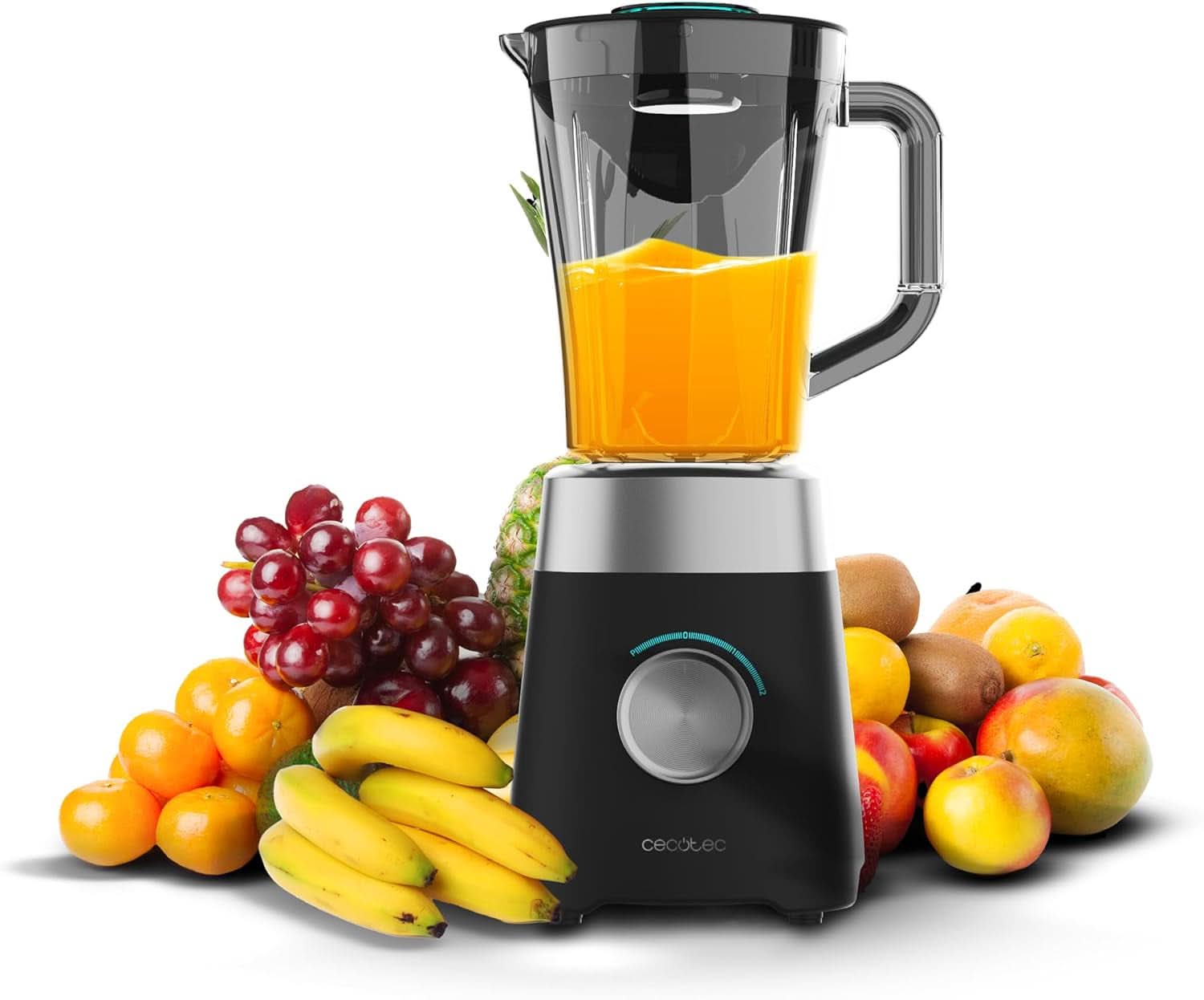 Mikser stojący Cecotec Power Black Titanium 2200MAX Smooth, 2200 W Maximale Leistung, 6 Klingen Aus Edelstahl, funkcja kruszenia lodu, funkcja Turbo i Smoothie, funkcja Autoclean Kitchen Naty Shop Schwarz 1300 W | 1,5 l | Plastikowy