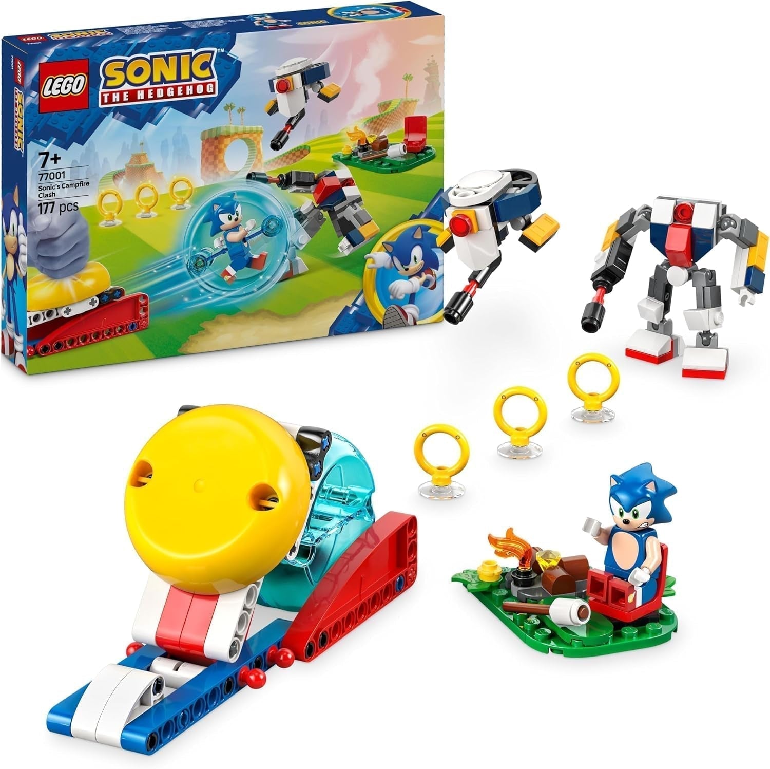 LEGO Sonic the Hedgehog Sonics Pojedynek przy ognisku Gra Zabawka dla dzieci i fanów gier wideo Zestaw do budowania dla chłopców i dziewcząt Zestaw przygodowy dla 7-latków Kolekcjonerski 77001 Zestawy do budowania Beuche den LEGO-Store Default Title