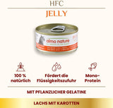 Almo Nature HFC Jelly - Mokra karma dla dorosłych kotów - Łosoś i marchewka - Jakość ludzka, bezglutenowa - 6 x 70g