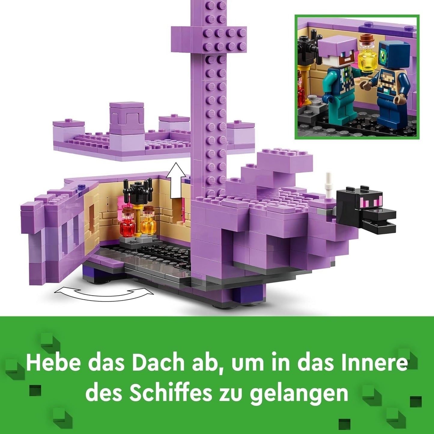 LEGO Minecraft Smok końca i statek końcowy Zestaw zabawkowy i odkrywczy Gra wideo Zestaw do budowania Zestaw przygodowy dla chłopców i dziewcząt w wieku 8 lat 21264 Zestawy do budowania Zobacz sklep LEGO