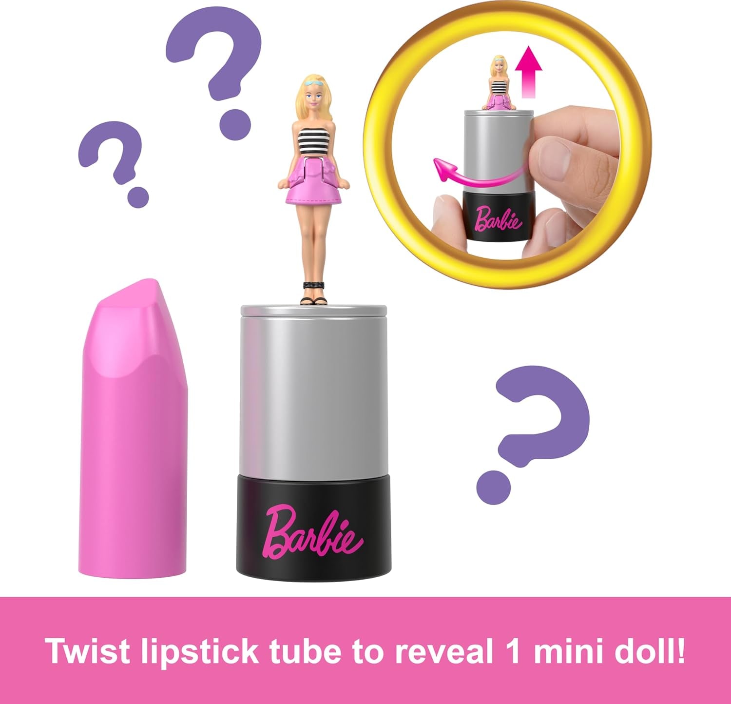 Barbie Mini Barbieland Zestaw 5 lalek fashionistek, ok. Mini lalki o wysokości 3,8 cm w szminkowych rękawach Zestaw z kolekcji niespodzianek (style mogą się różnić), lalki JBD26 Naty Shop
