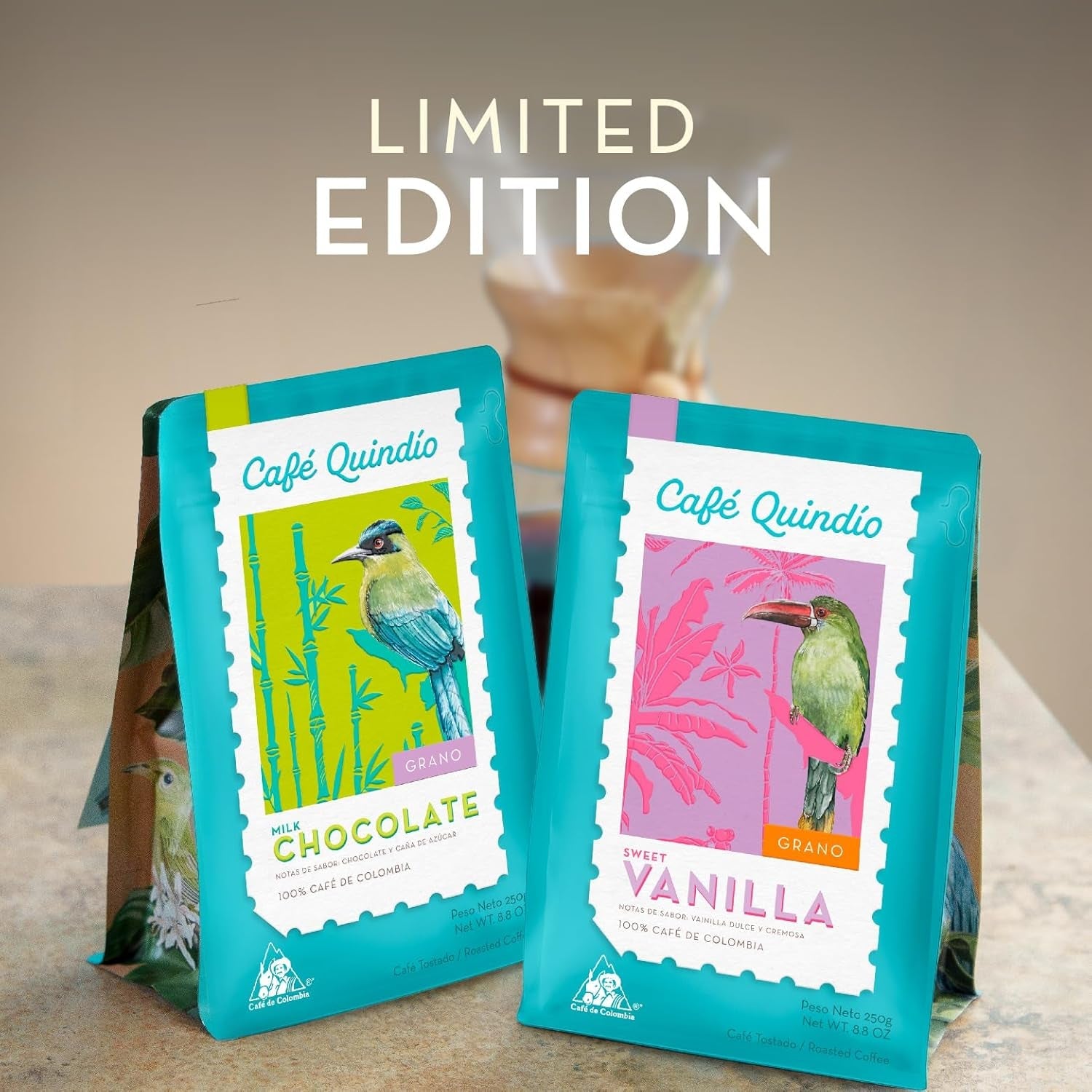 Cafe Quindio Specialty Coffee - 100% ziaren kawy Arabica, Kolumbia - z naturalnymi nutami słodkiej wanilii (250g) - idealna do kawy przelewowej, ekspresów kolbowych lub French Press