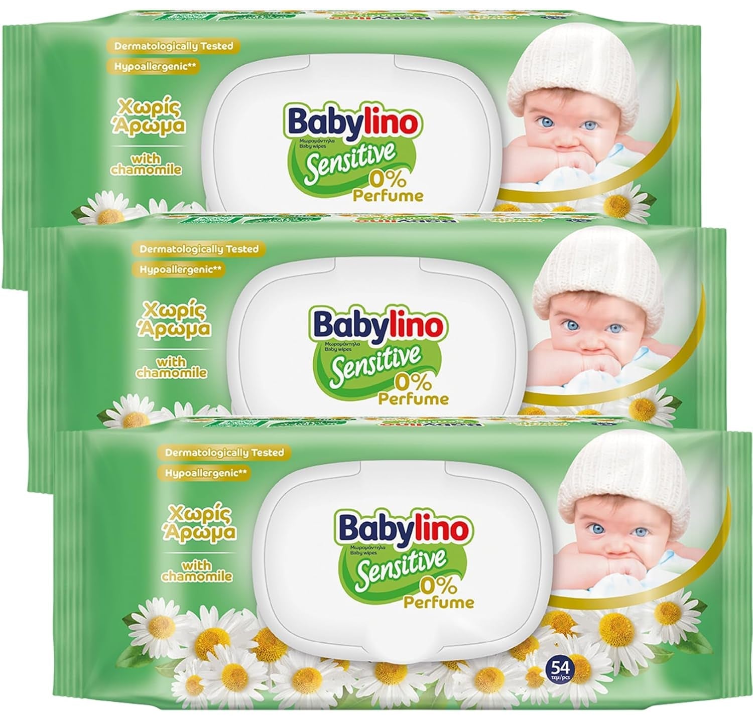 Chusteczki dla niemowląt Sensitive, 0% substancji zapachowych, 98% naturalnej formuły przywracającej równowagę pH skóry, pieczęć świeżości, 54 chusteczki