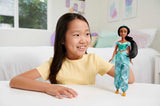 Mattel Disney Princess Zabawka Jasmine Fashion Ruchoma lalka z błyszczącymi ubraniami i akcesoriami Prezent dla dzieci inspirowany filmami Disneya HLW12 Naty Shop Dolls