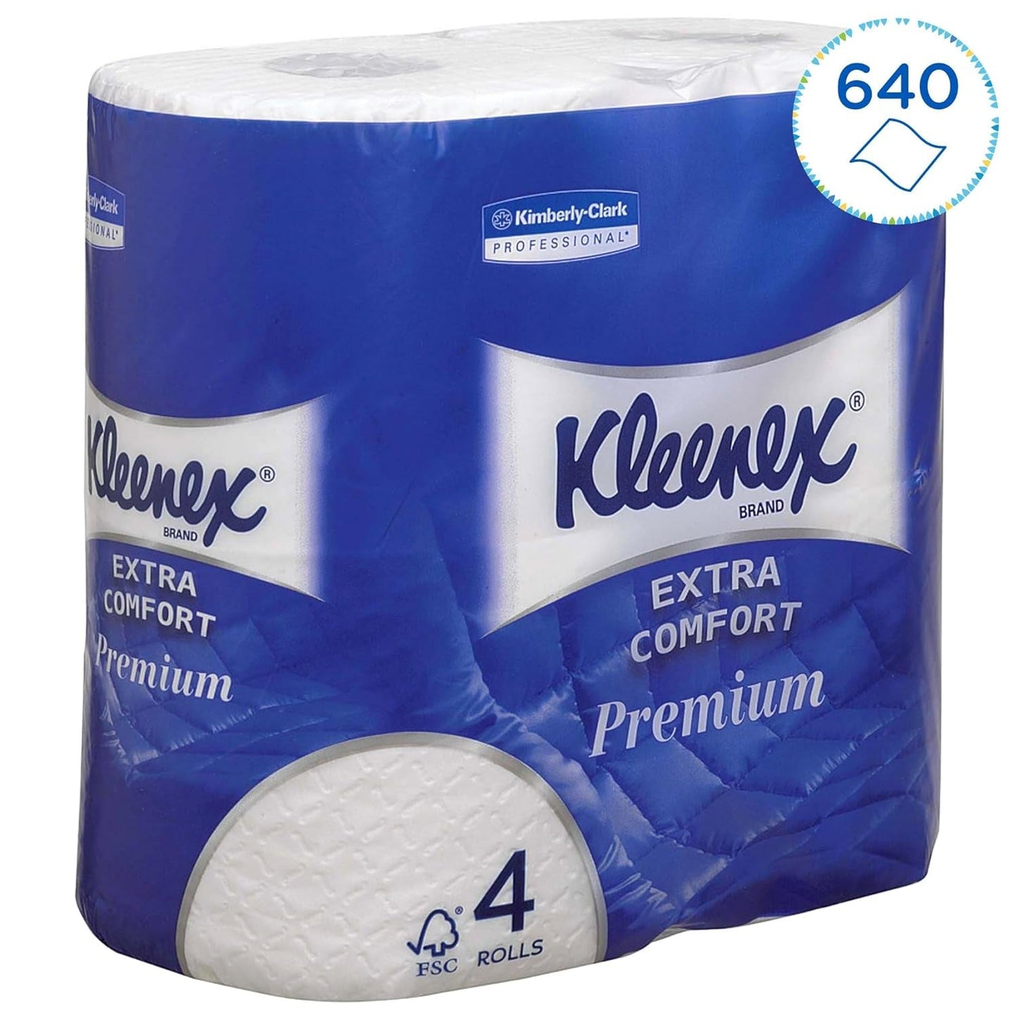 Rolki papieru toaletowego Kleenex Premium 8484, papier toaletowy 24 rolki x 160 dmuchanych arkuszy, 4-warstwowy papier toaletowy, 100% czystego włókna, wysokiej jakości, odporny na rozdarcie i miękki (2 opakowania)