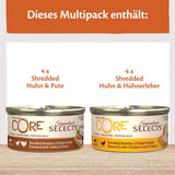 Wellness CORE Signature Selects 8 x 79g, Mieszanka Kurczaka i Indyka - Mokra karma dla kotów, pyszne paski w sosie, bez zbóż, naturalna, hipoalergiczna, bogata w białko, bogata w mięso