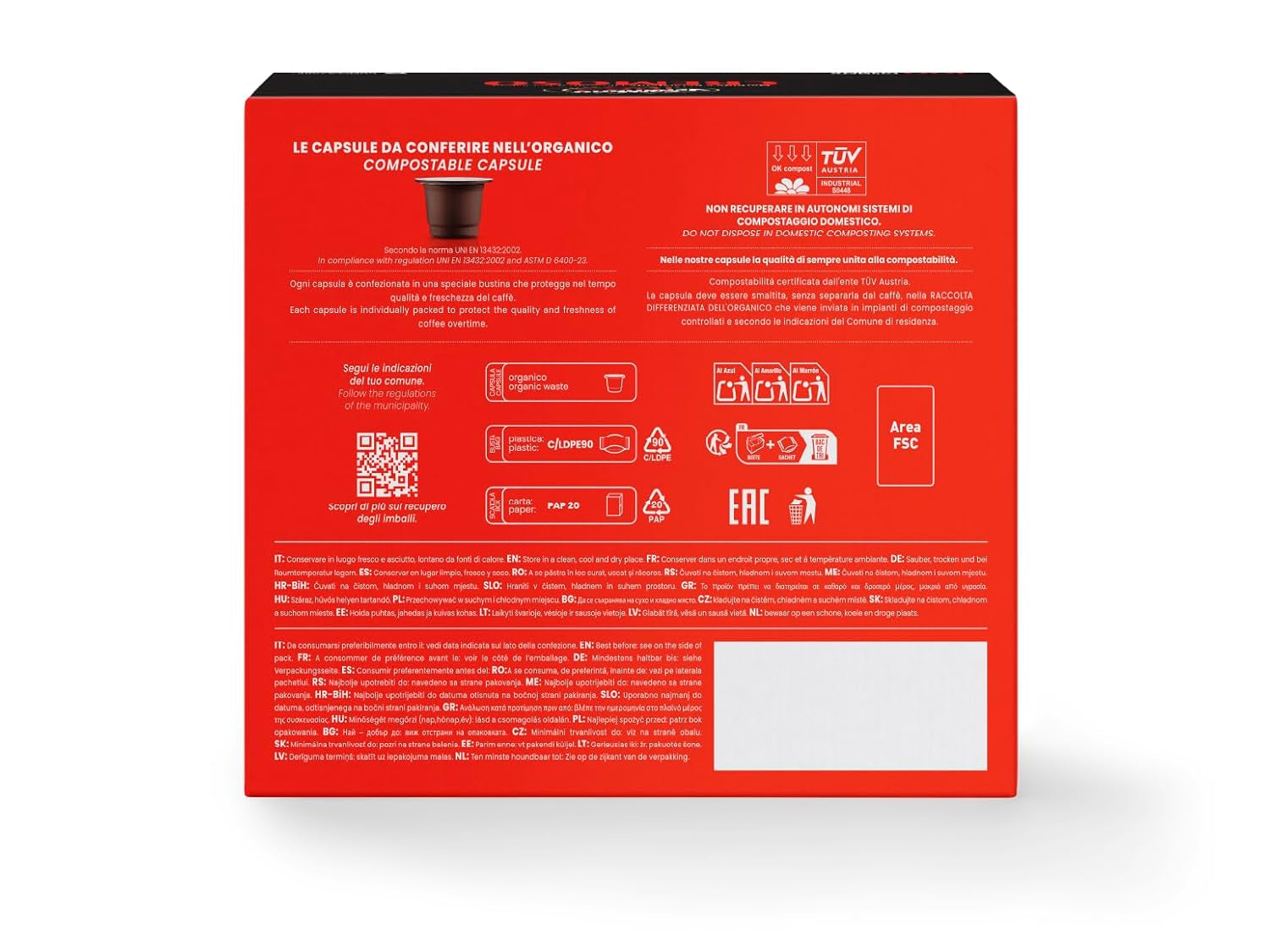 Caffè Vergnano 1882 - Kaffeekapseln kompostowalna Èspresso, kompatybilna z Nespresso, Cremoso (kremowa) - Packung Enthält 100 Kapseln