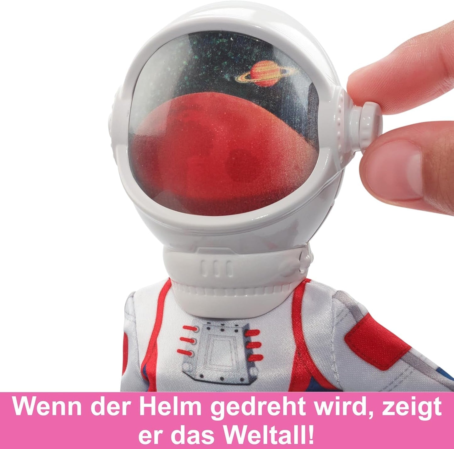 Lalka Barbie na 65. urodziny i 10 akcesoriów, zestaw astronautów, lalka brunetka, łazik na kołach, hełm kosmiczny ze zmiennym wizjerem i nie tylko, HRG45