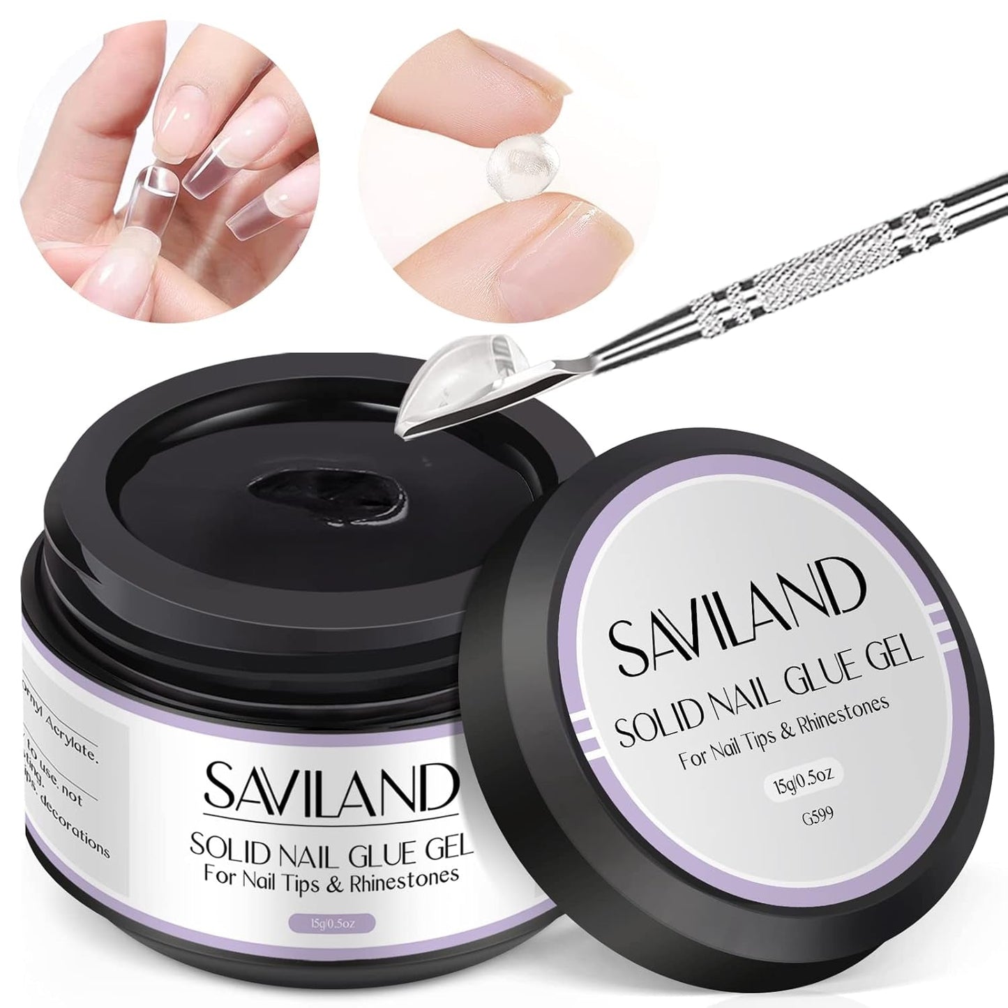 SAVILAND Fester Nagelkleber Gel: 30-Tage Lang Anhaltender Stronger Nagelkleber Für Press on Nails Falsche Nagelspitzen 15Ml UV Nagelkleber 3D Gel-Nagelkunst-Kleber Für Verwendung Im Salon Zu Hause