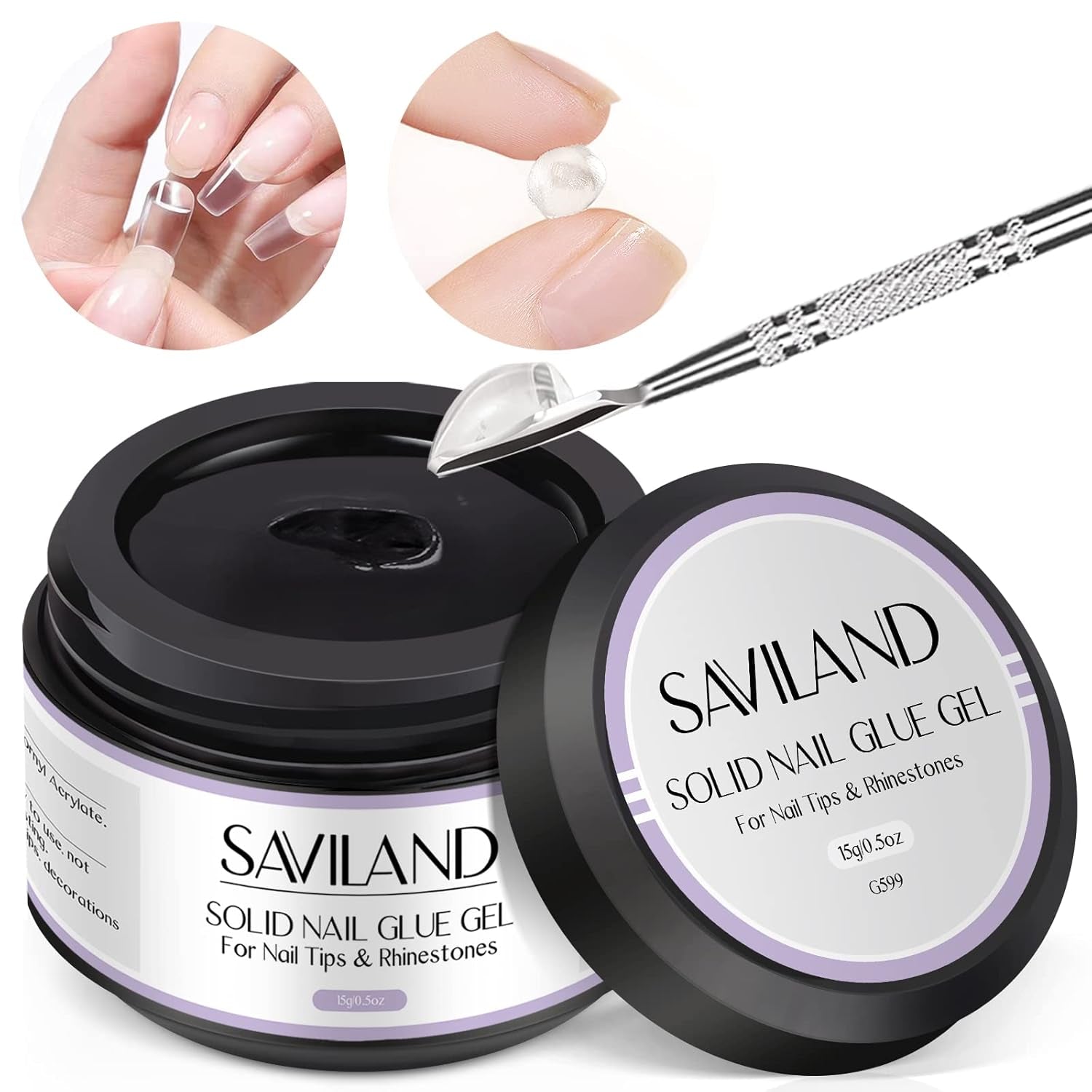 SAVILAND Fester Nagelkleber Gel: 30-Tage Lang Anhaltender Stronger Nagelkleber Für Press on Nails Falsche Nagelspitzen 15Ml UV Nagelkleber 3D Gel-Nagelkunst-Kleber Für Verwendung Im Salon Zu Hause