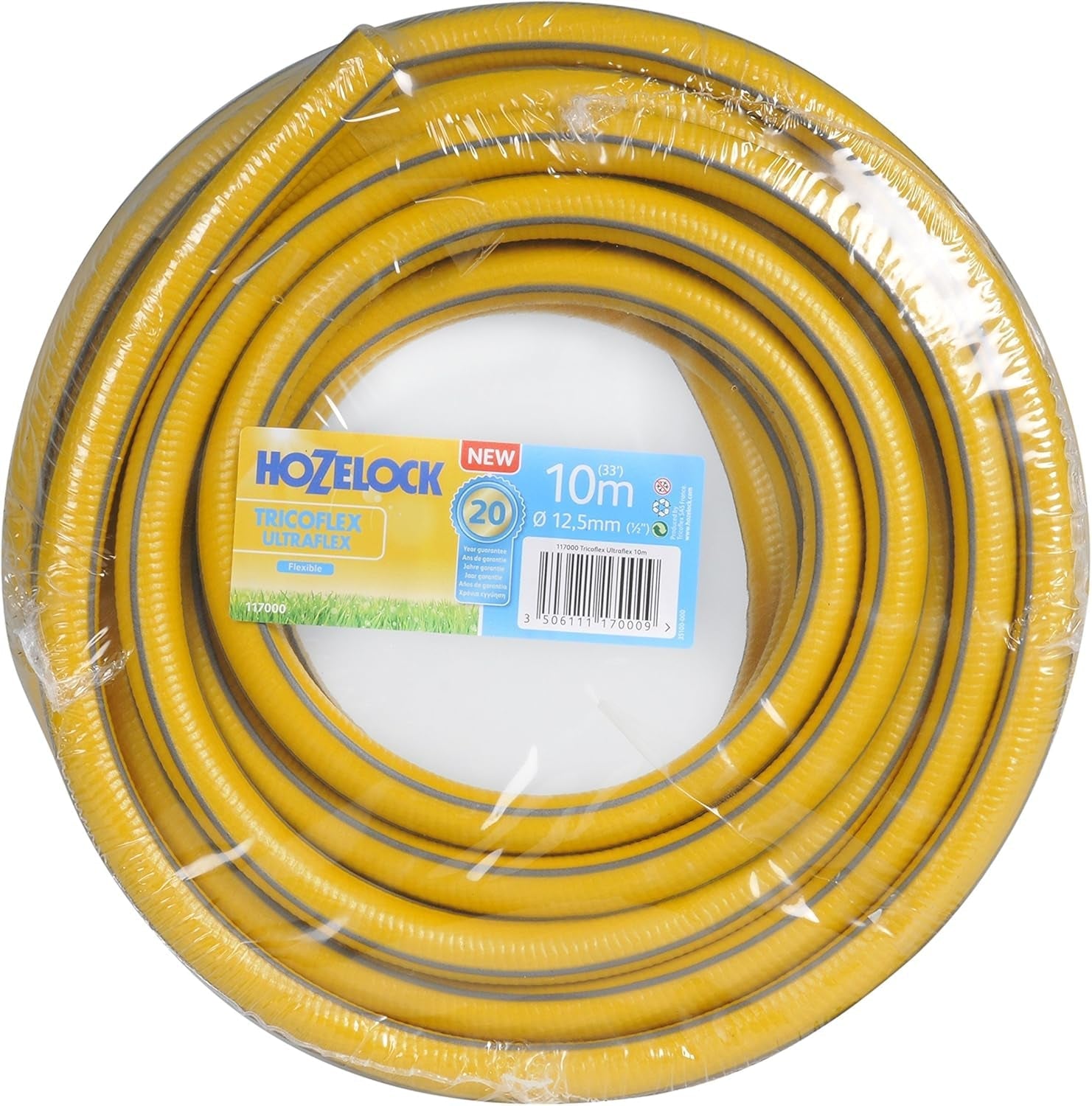 HOZELOCK - Wąż Tricoflex Ultraflex Ø 12,5 mm (1/2") 10 M: Odporny na warunki atmosferyczne, elastyczny wąż ogrodowy zapobiegający skręcaniu i skręcaniu, wykonany w 40% z PVC pochodzącego z recyklingu [117000]