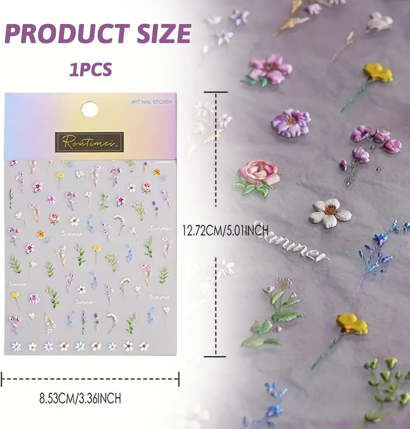 Zestaw Nagelsticker - Selbstklebende naklejka na paznokcie, Nageldesign Zubehör, Nail Art, Nagelaufkleber Für Fingernägel, Blumen Nagelsticker, Nagel Deko
