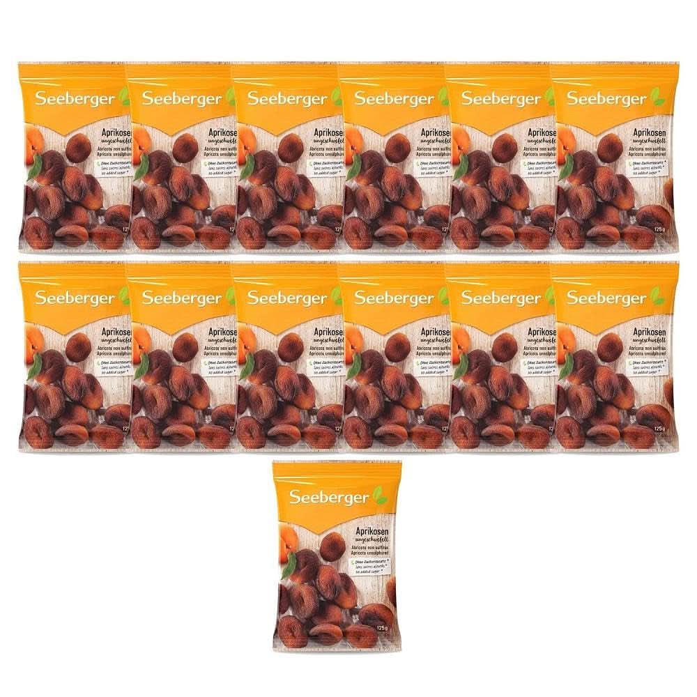 Seeberger Morele suszone surowe o smaku słodko-owocowym - bez dodatku cukru, 13 x 125 gramów Produkty suszone Naty Shop