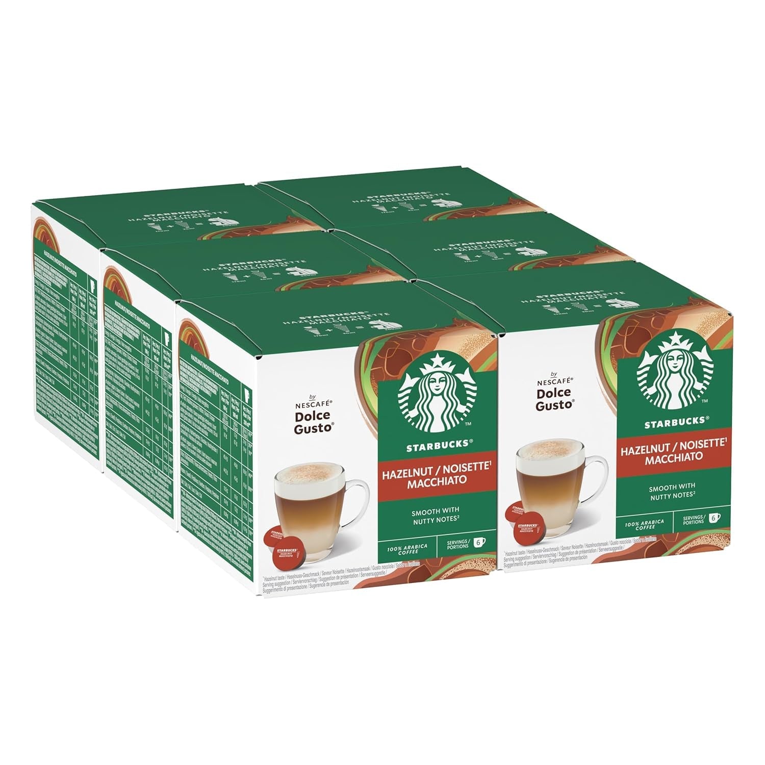 STARBUCKS Hazelnut Macchiato marki Nescafé Dolce Gusto, Dunkle Röstung, Kaffeekapseln 6 x 12 (72 Kapseln)