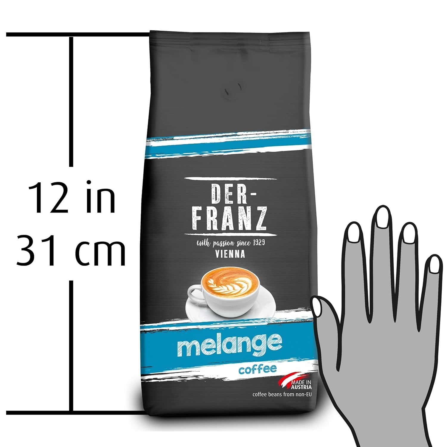 Kawa Der-Franz Melange, moc 3/5, 100% Arabica, całe ziarna kawy, 4 x 1000 g