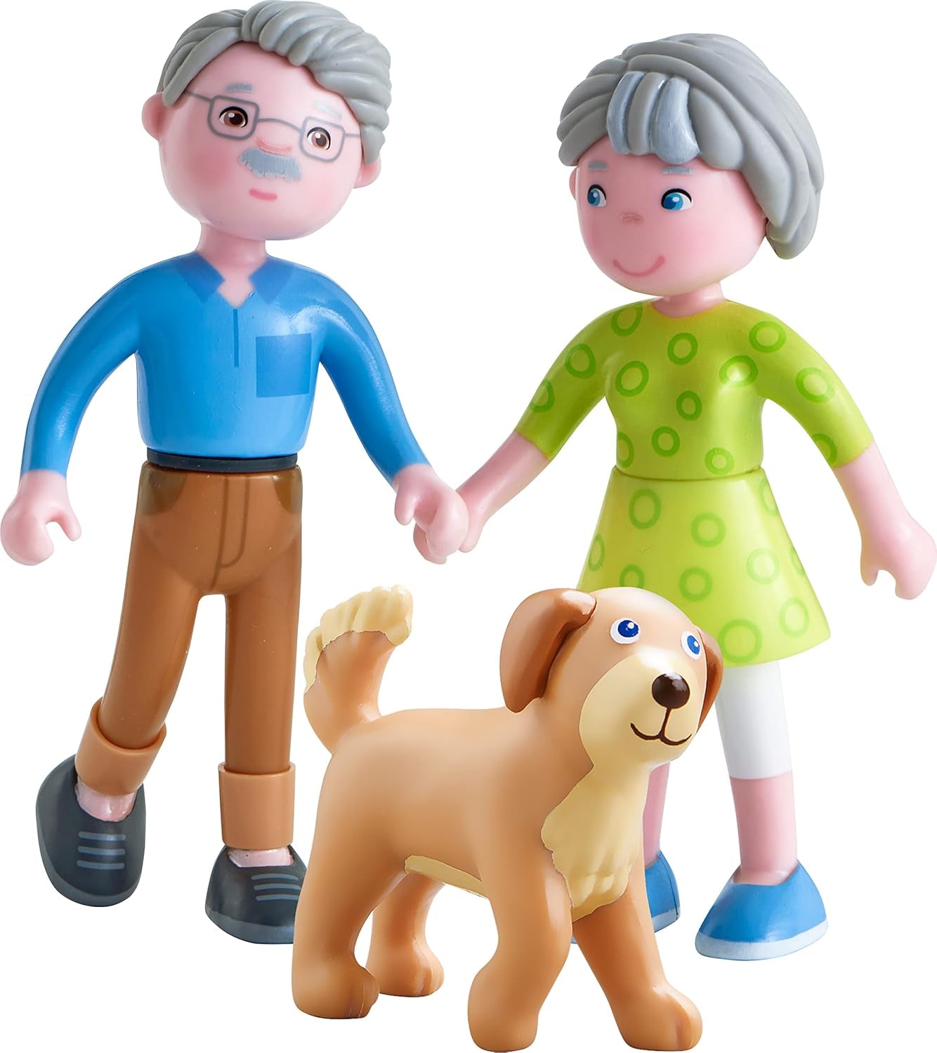 HABA 306147 - Zestaw Little Friends Dziadkowie, elastyczne lalki i zwierzęta w wieku 3+, wielokolorowy