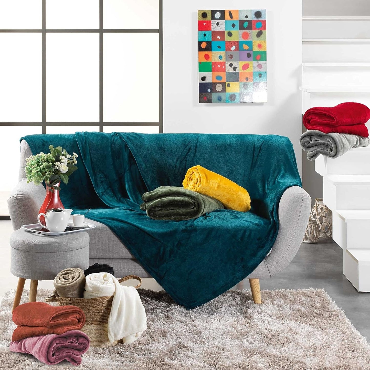 Douceur D'Intérieur, Koc flanelowy, 125 x 150 cm, Różowy, Kołdry i kołdry flanelowe Naty Shop