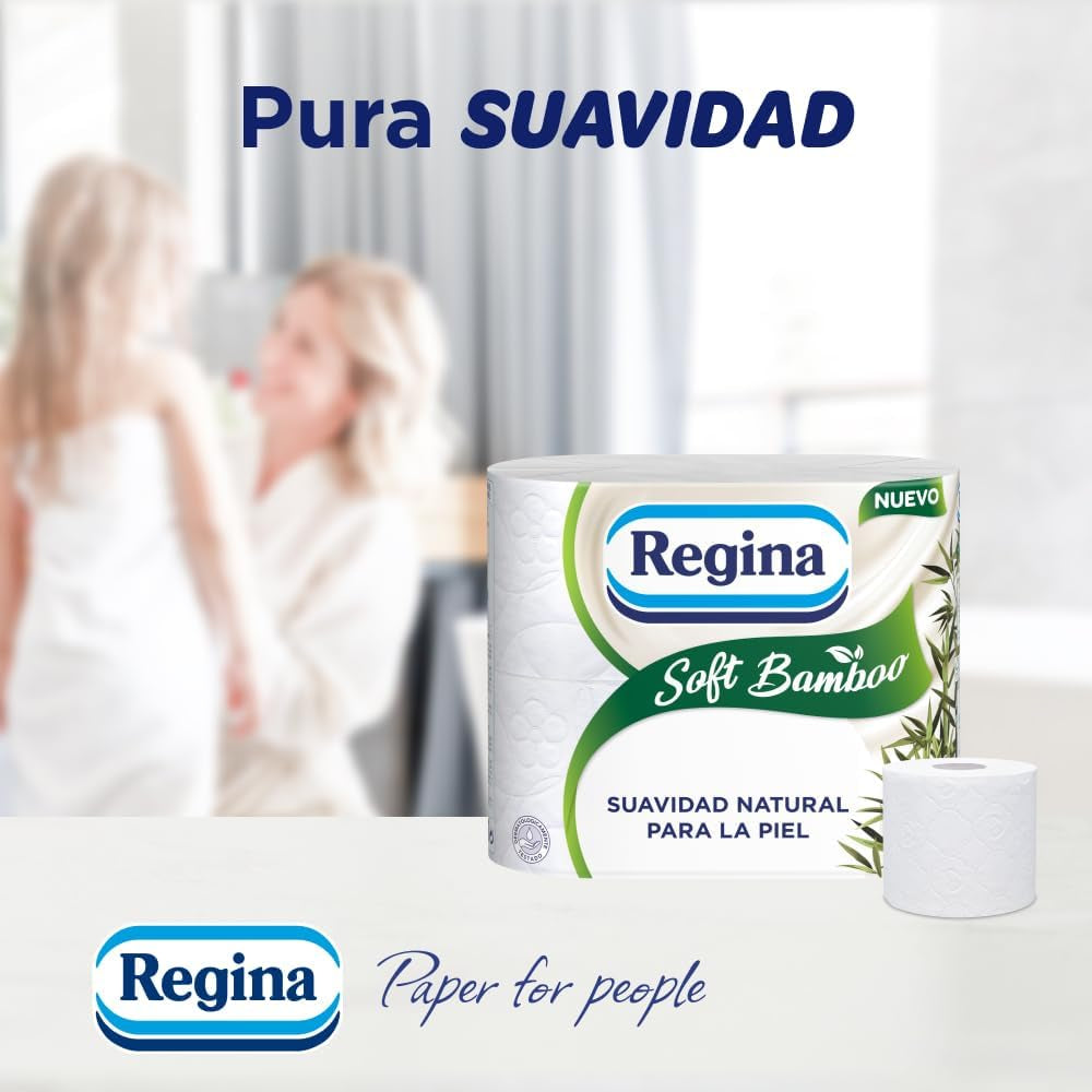 Papier Toaletowy Regina Soft Bamboo, 40 Rolek, 3 Warstwy, 160 Arkuszy, Naturalna Miękkość dla Twojej Skóry, Papier Toaletowy z Włókna Bambusowego, Opakowania Papierowe, Certyfikat Fsc